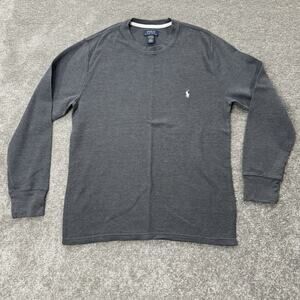 Polo Ralph Lauren Mens L‎ Long Sleeve Gray Sleepwear Shirt Waffle Knit Pullover